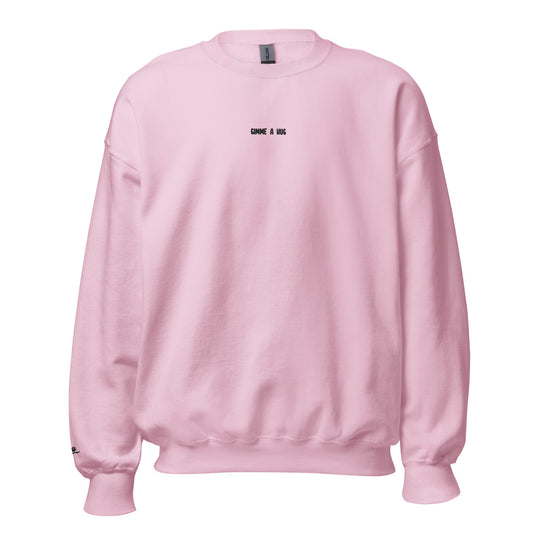 Gimme A Hug - Embroidered Sweatshirt / Pink