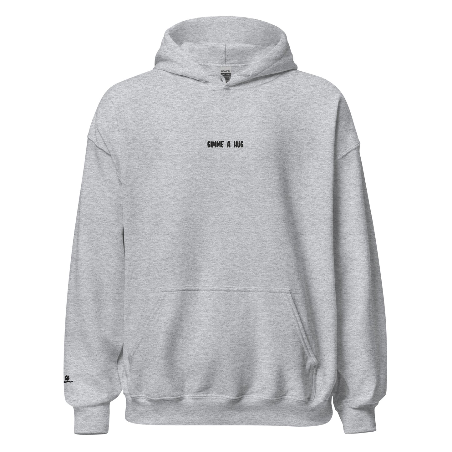 Gimme A Hug - Embroidered Hoodie / Grey